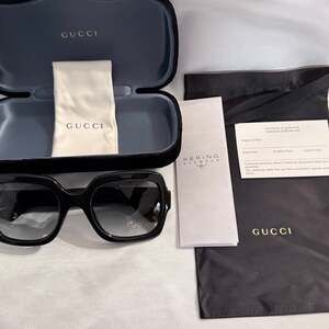 Square-frame Double G sunglasses in black acetate